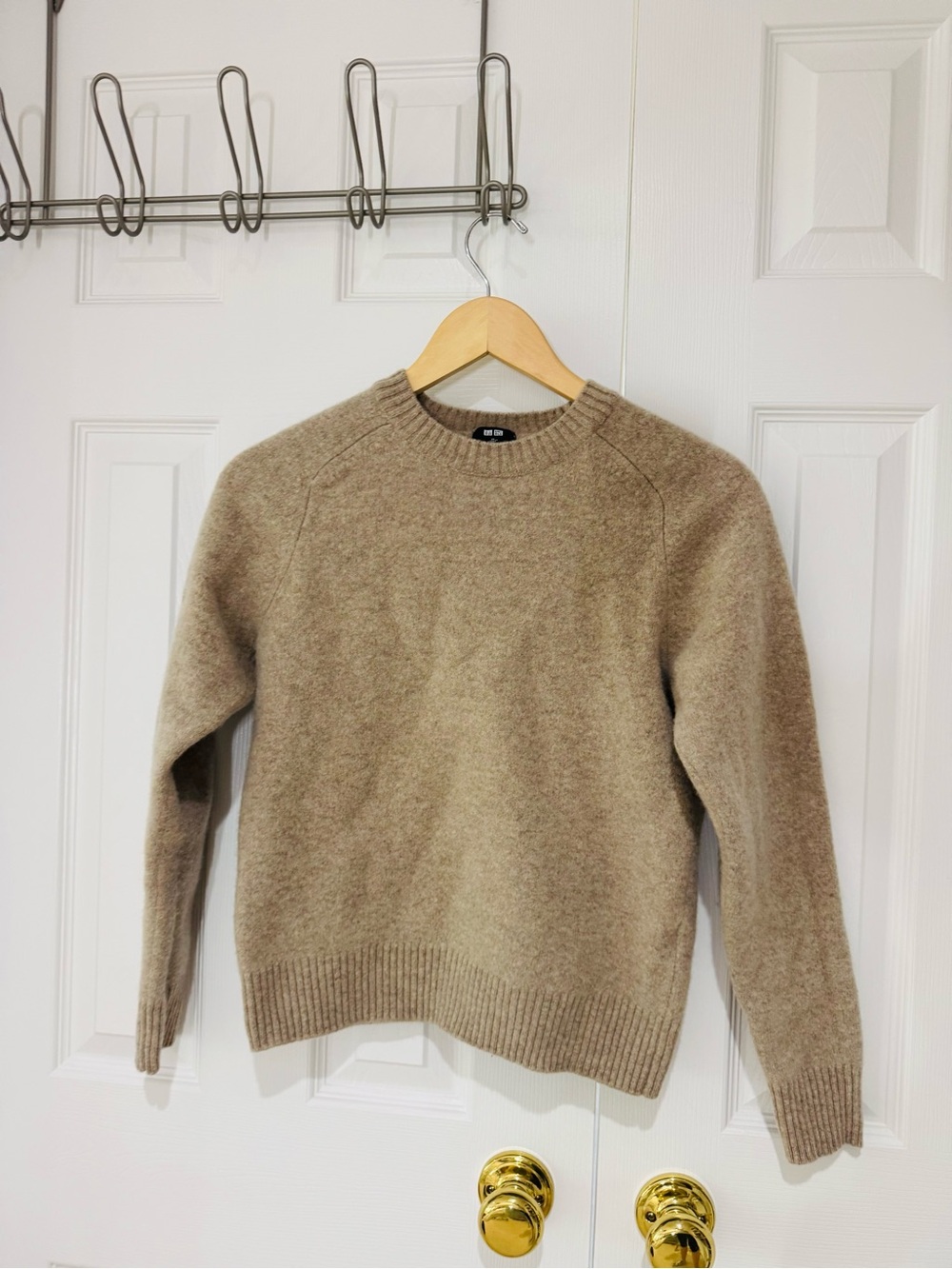 UNIQLO Med Crewneck Sweater in Taupe Beige Wool